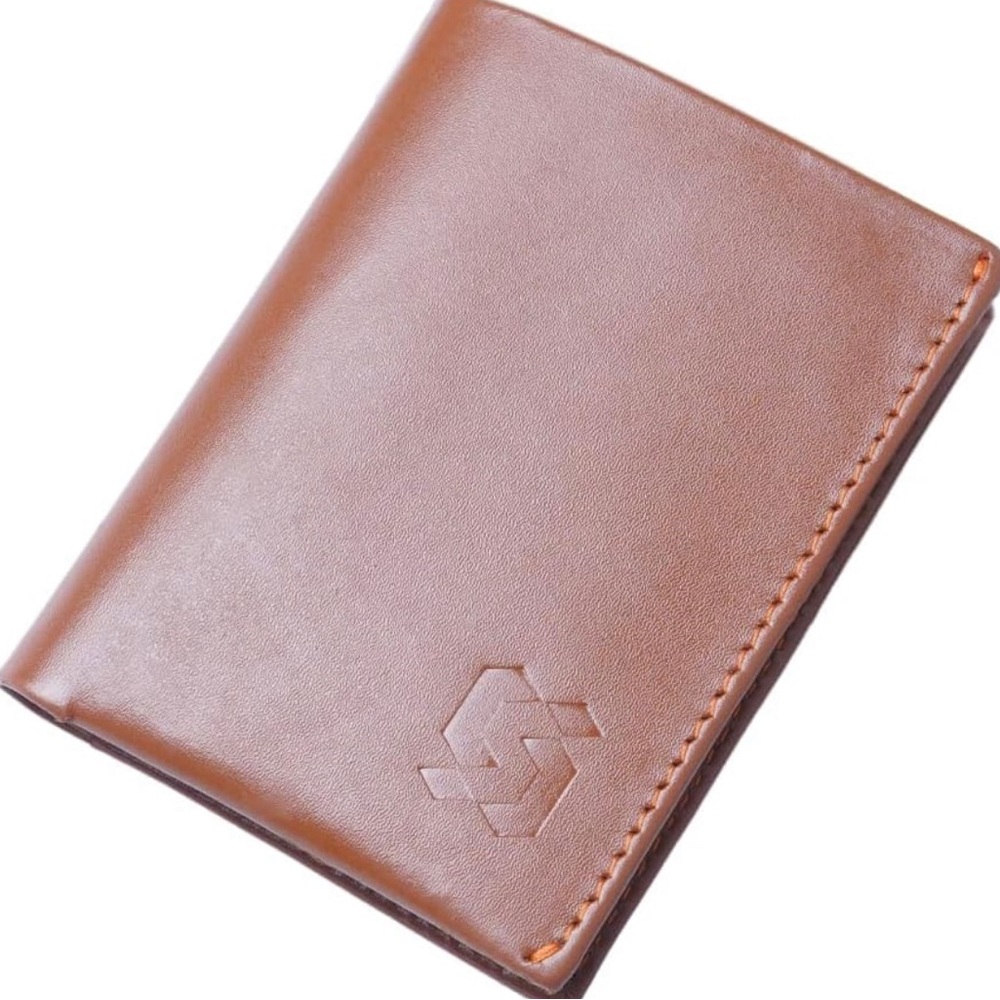 Surpassing Slim Leather Bifold Wallet Modern Minimalistic Design (tan)